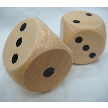 Natural color wooden dice wiith pips